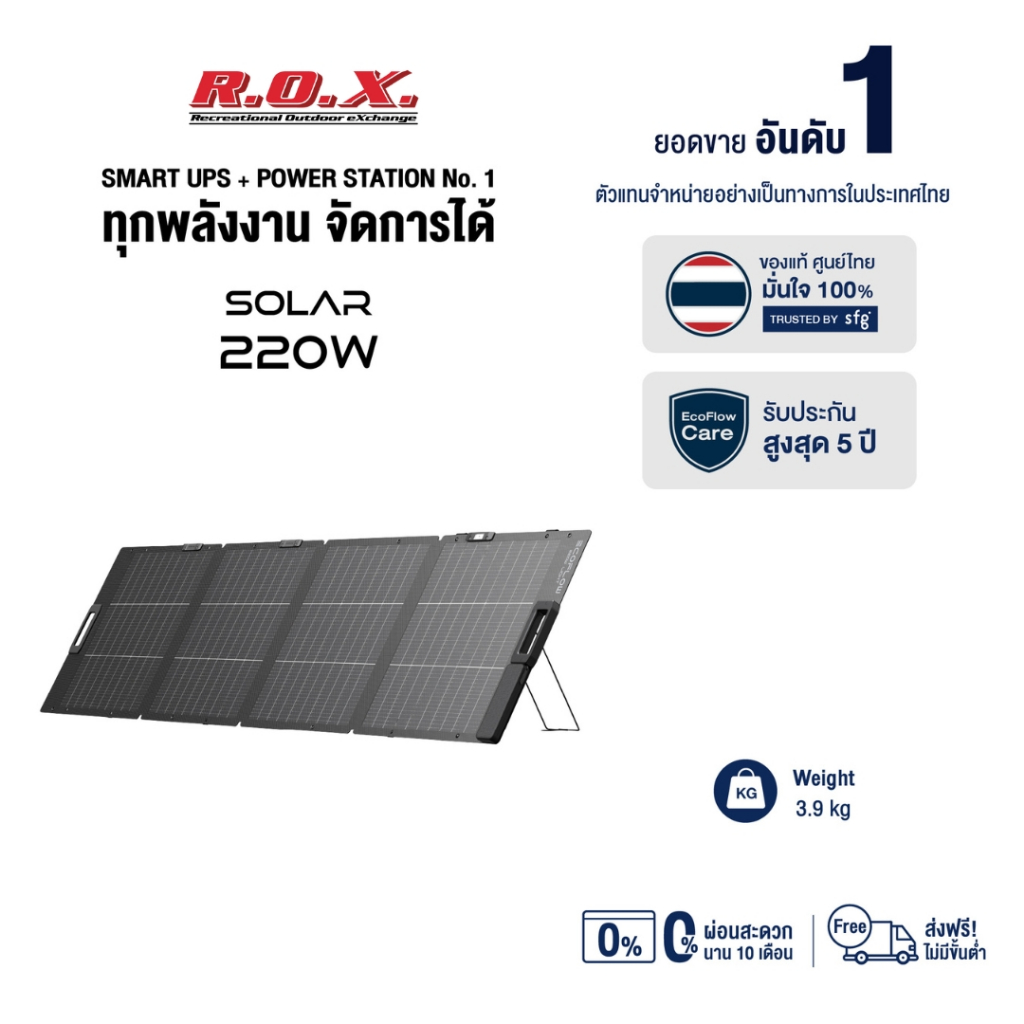 ECOFLOW 220W LIGHTWEIGHT PORTABLE SOLAR PANEL แผงโซล่าเซลล์ แบบพกพา