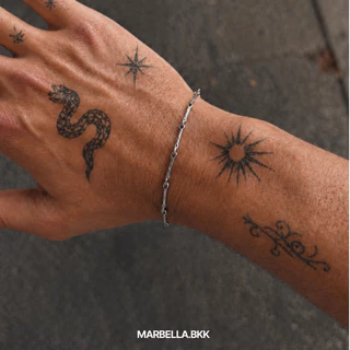 Marbella.bkk กำไลข้อมือ สร้อยข้อมือ เงินแท้ แบบโซ่ กระดูก รุ่น Bone Bracelet