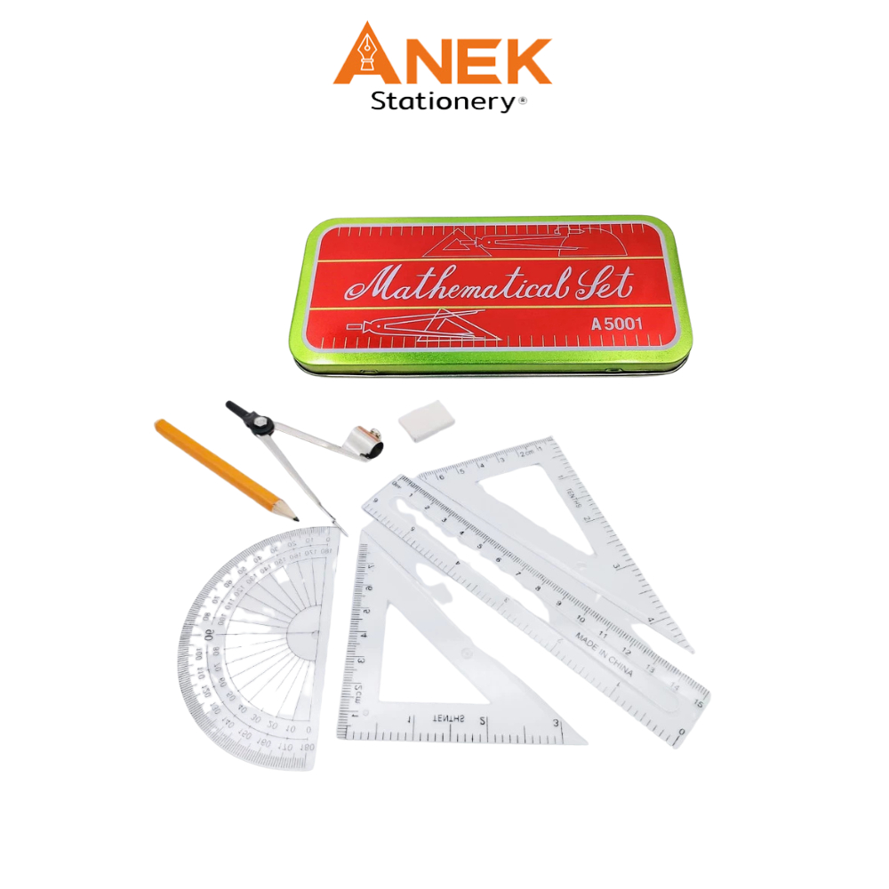 ชุดเรขาคณิต Mathematical Set กล่องเหล็กแดง A5001 (1กล่อง)