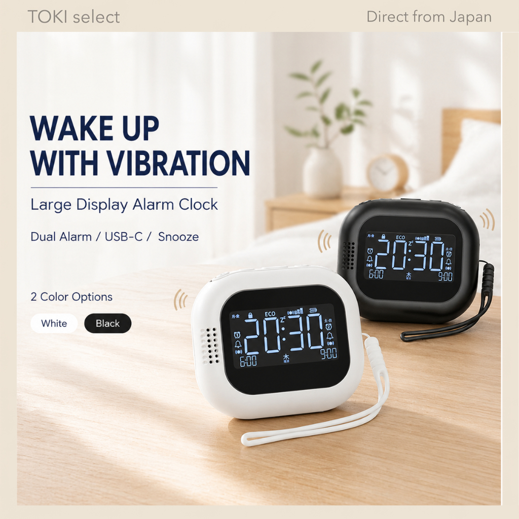 Tingu 2026 Vibration Alarm Clock USB-C Rechargeable Large Display Dual Alarm Snooze