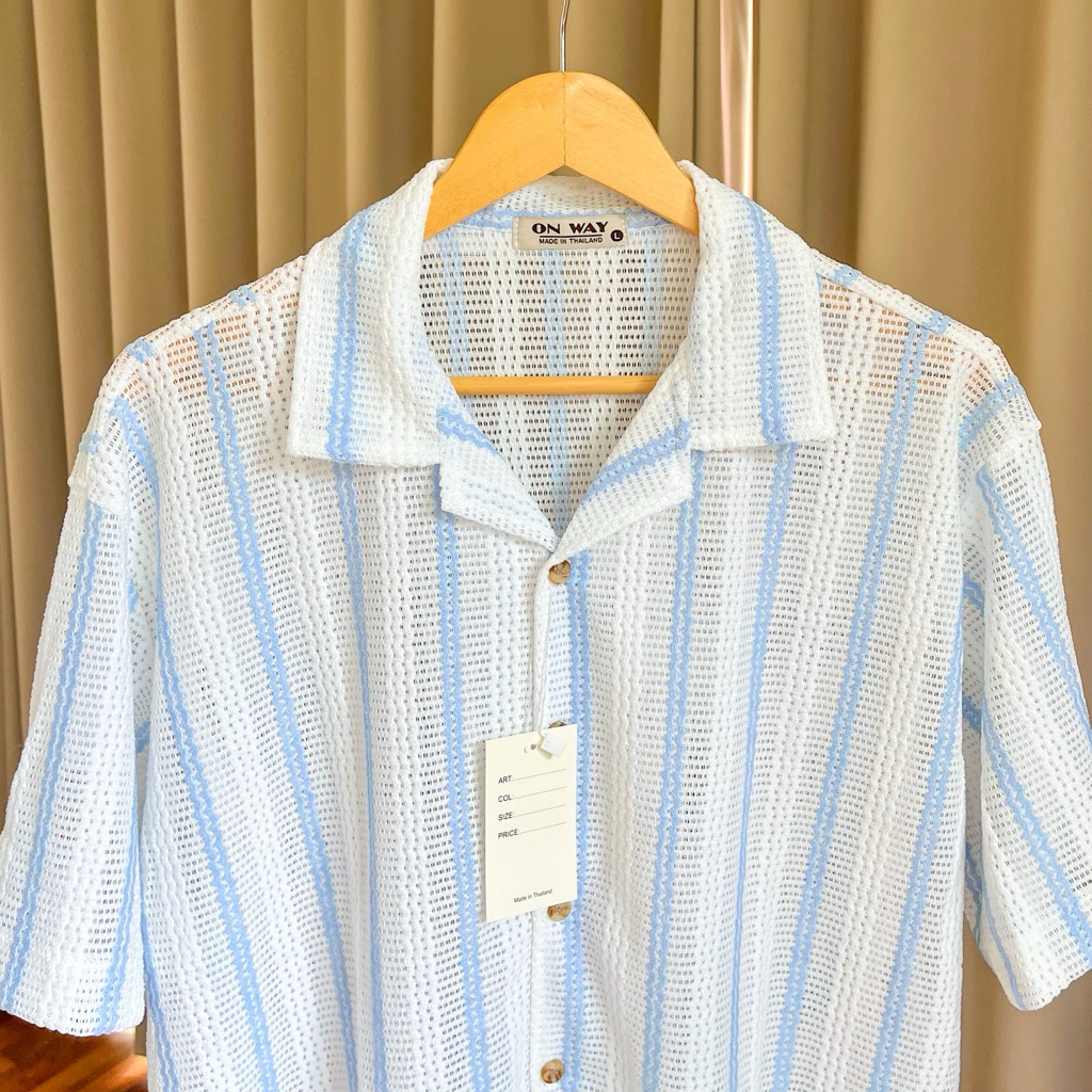 Knit collection - เสื้อถักแขนสั้น ลายเส้นคู่สลับสี