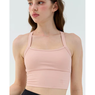 Hmnq : Pearl Rib สปอร์ตบรา ผ้าร่องนุ่ม สายปรับได้ ใส่สบาย ยืดหยุ่นดี สำหรับพิลาทิส โยคะ ฟิตเนสเบาๆ มี 2 สี ชมพู/ขาว