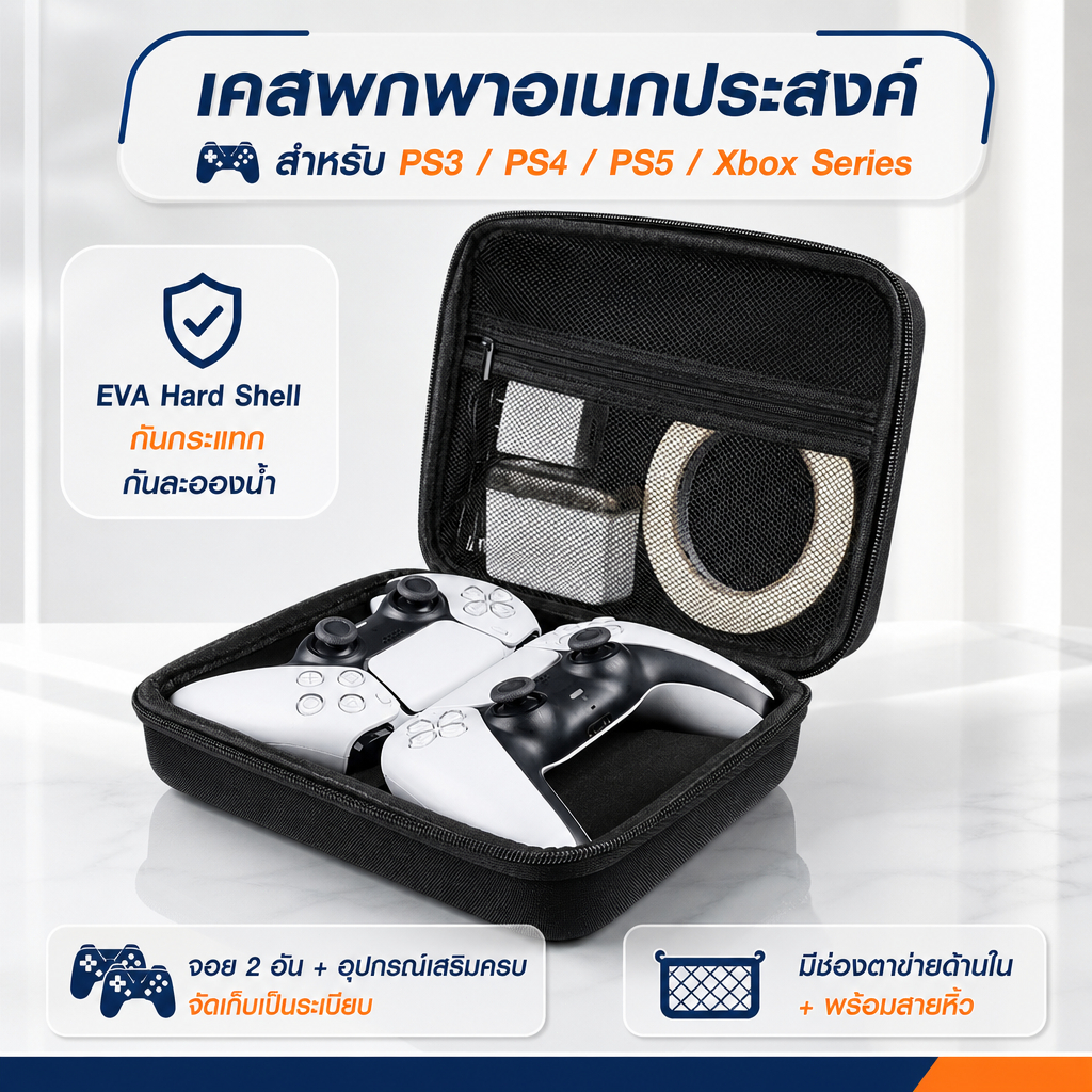 เคสจอยเกม PS5/PS4/PS3 Xbox Series - กล่องกันกระแทก พกพาสะดวก กันน้ำ ใส่จอยได้ 2 อัน