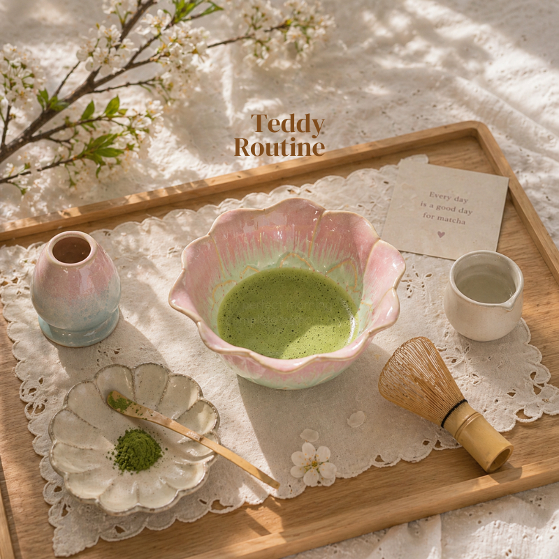 Pre10วัน Whimsy Bloom Chawan 🌸  | Set ถ้วยชงมัทฉะ +ที่วางแปรง ลายดอกไม้สุดละมุน🍵✨