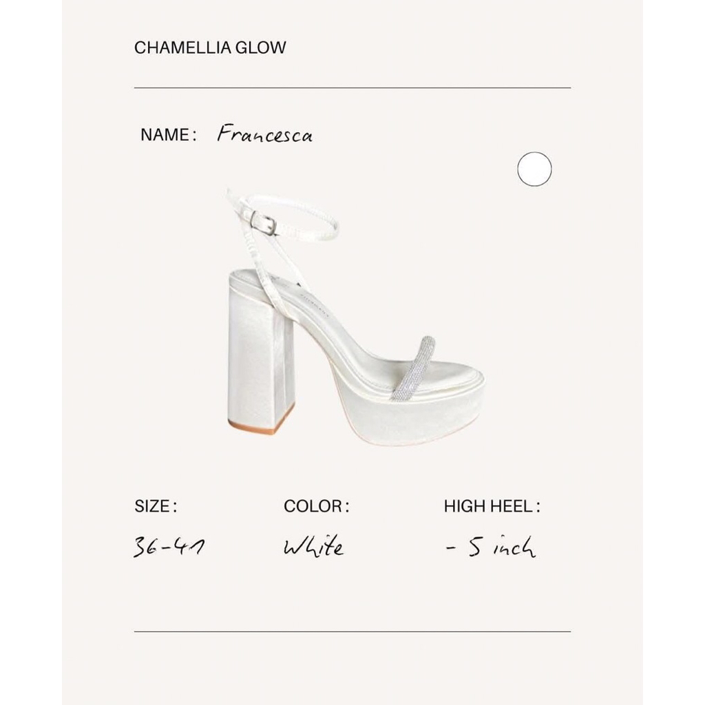 Chamellia Glow - Francesca รองเท้าเจ้าสาวส้นสูงสายรัดข้อ พื้นนุ่มพิเศษ ตกแต่งด้วยเพชรคาดหน้าหรูหรา ส