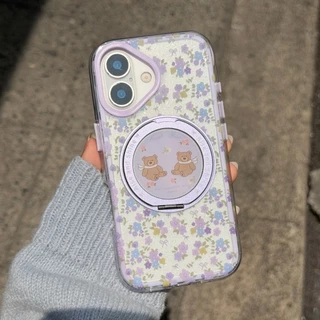 เคสหมี ลายดอกไม้(ขาตั้งได้) IPHONE - 12pm 13 13pm 14 14+ 14pm 15 15+ 15pm 16 16pro 16pm 17 17pro 17pm