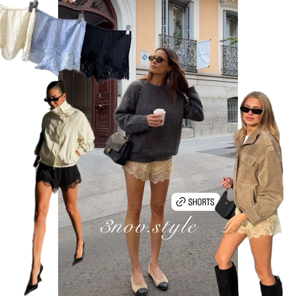 Bacca lace short pants : กางเกงขาสั้นเพิ่มกิมมิคตัดต่อลูกไม้