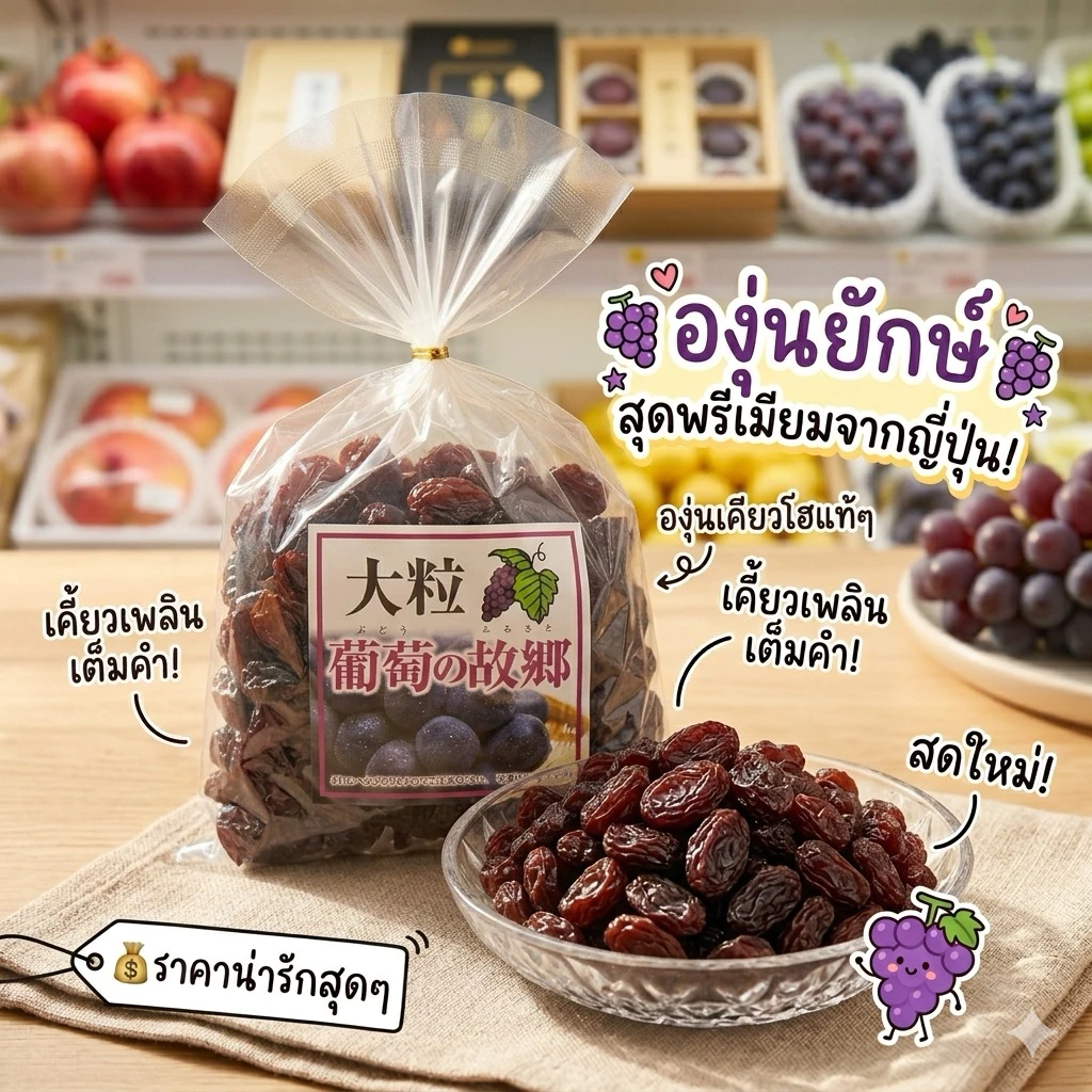 ‼️หิ้วใหม่จากญี่ปุ่น‼️ลูกเกดญี่ปุ่นมาแล้ว รอบก่อนลูกค้าติดใจ ละถุงละ 340 กรัม หนักมาก องุ่นเคียวโฮอย่างดี หวานฉ่ำ