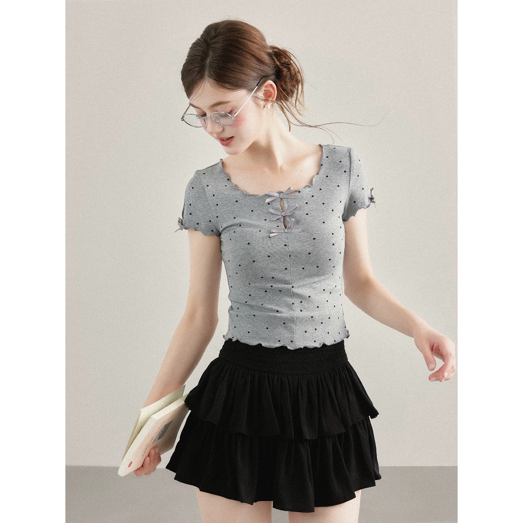 gurls.girl | yuju polka bow baby tee