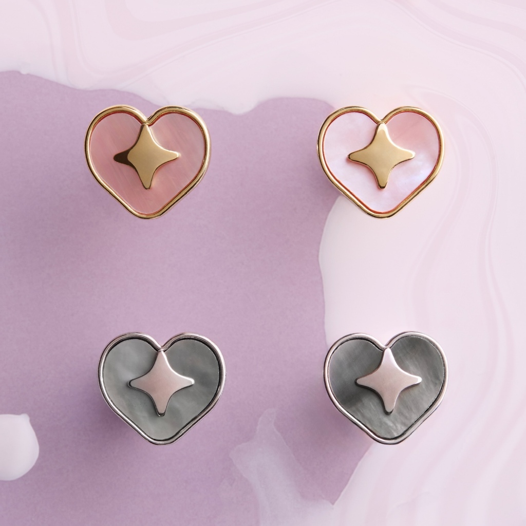 YVIS Empty Heart Stud Brass Earring - Mon Amour Collection