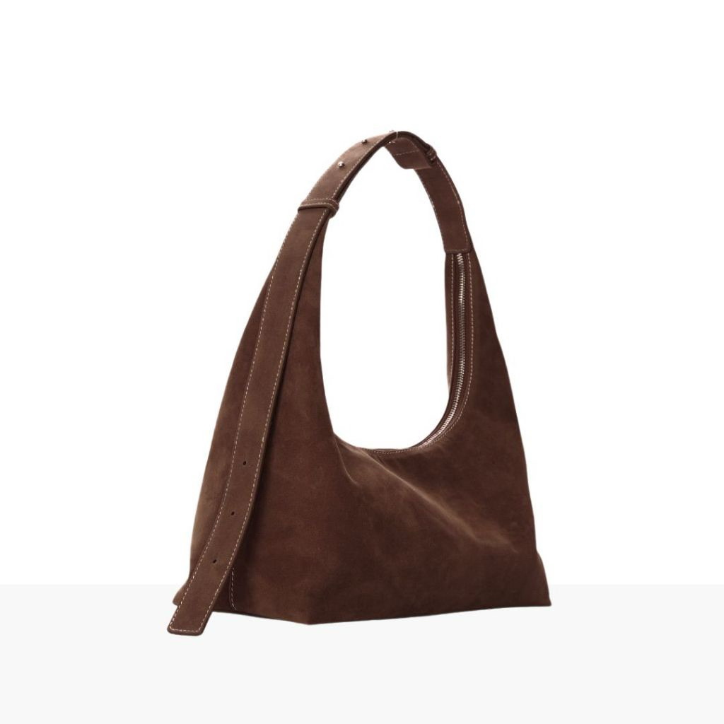 (**พร้อมส่งมือสอง) knack.bag - Hobo (L) - Dark Brown (สีน้ำตาลเข้มหนังกลับเทียม)ส่งต่อ สภาพ90%