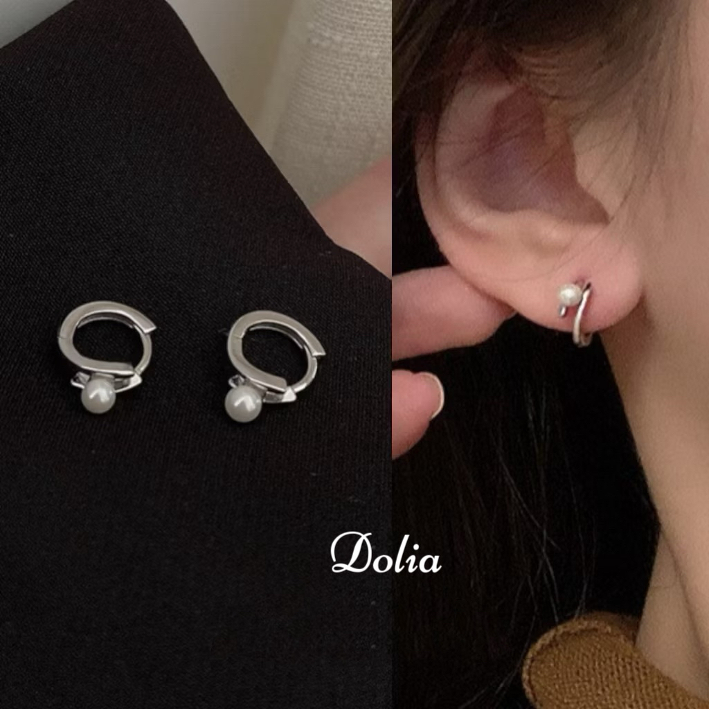 DOLIA [พร้อมส่งจากไทย] ต่างหูห่วงเงินแท้ S925 ต่างหูมุกห่วง ทอง เงิน A38