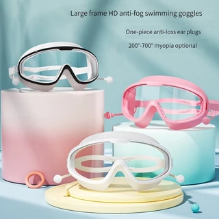 ส่งจากไทย แว่นตาว่ายน้ํากลางแจ้ง Anti-FOG มุมมองกว้างดําน้ําว่ายน้ําแว่นตาพร้อมที่อุดหูสําหรับเยาวชนผู้ใหญ่ ไม่รั่วซึม