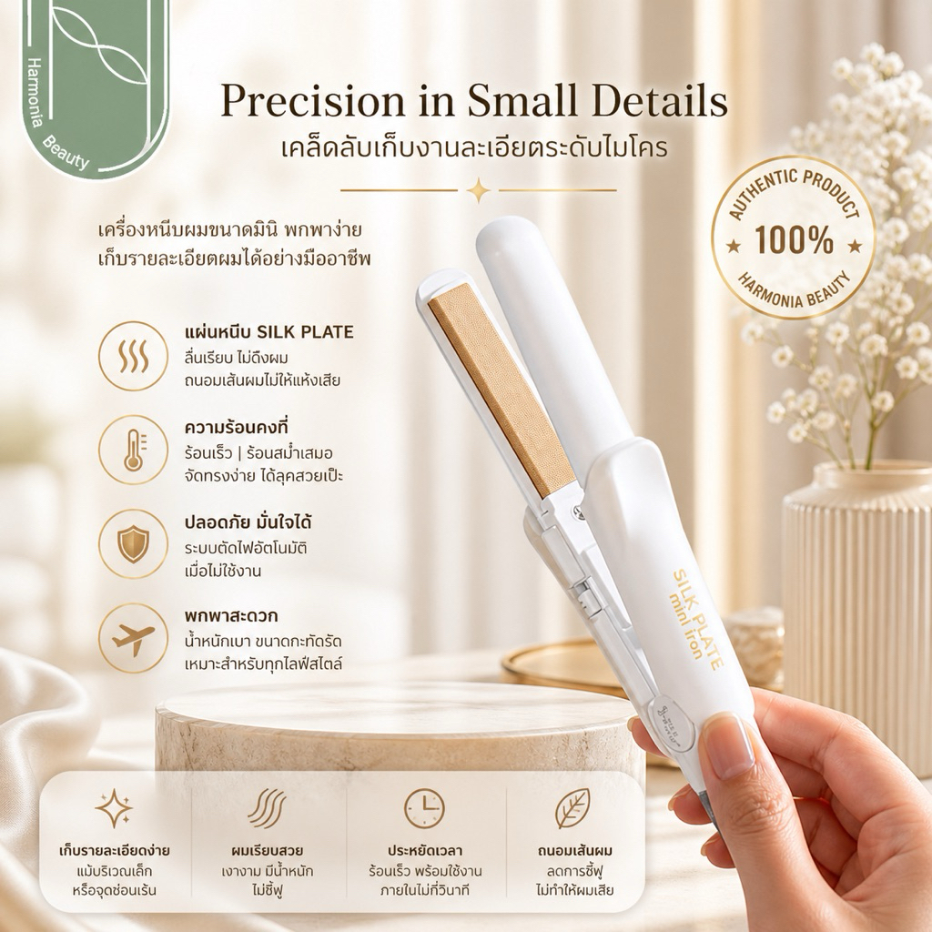 [ส่งทันที!!] KINUJO SILK PLATE Mini Iron DG070 เครื่องหนีบผมขนาดมินิ ผมเงาสวยไม่แห้งเสียจากความร้อน
