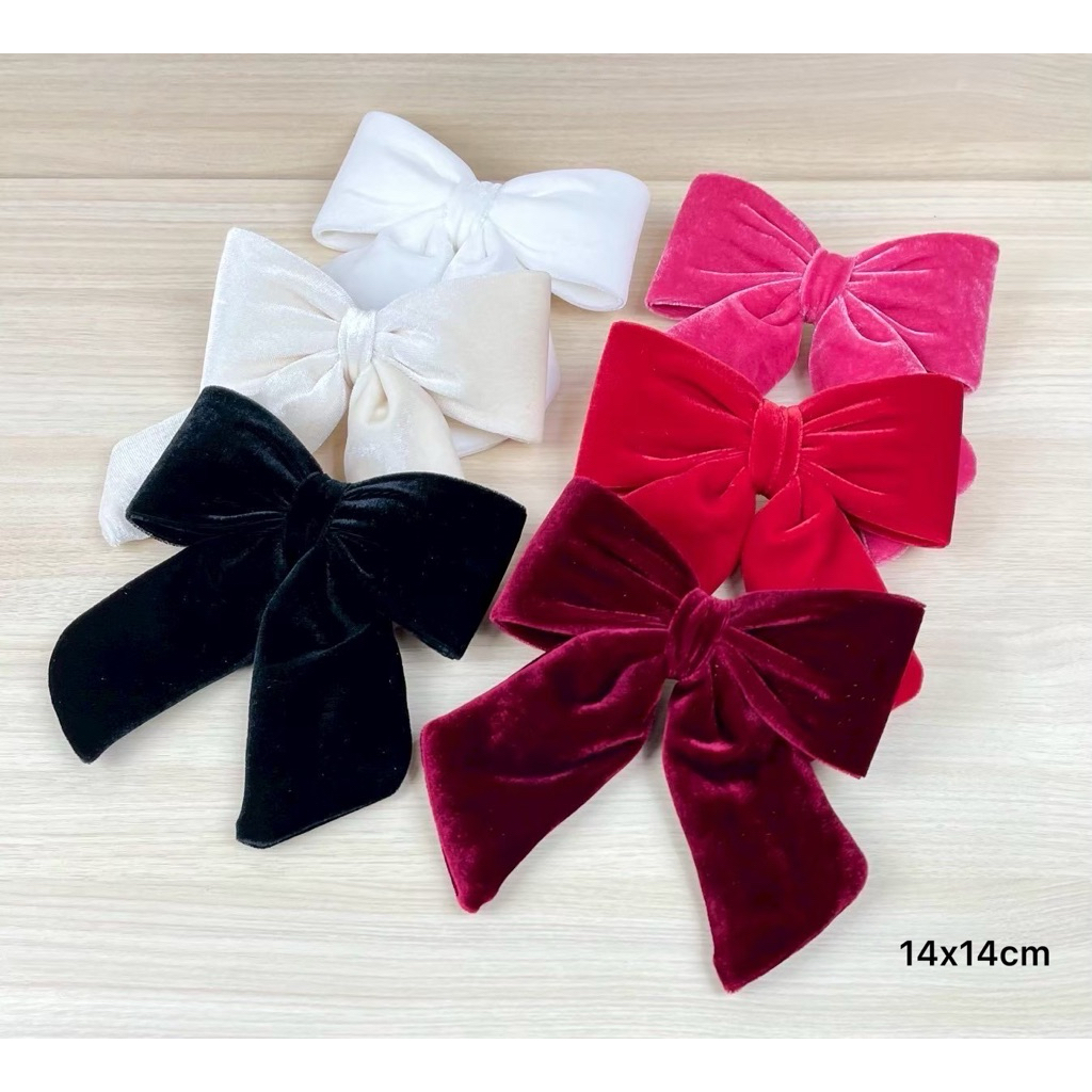 กิ๊บโบว์ผ้ากำมะหยี่สองชั้นเล็ก ขนาด14x14cm 📮
