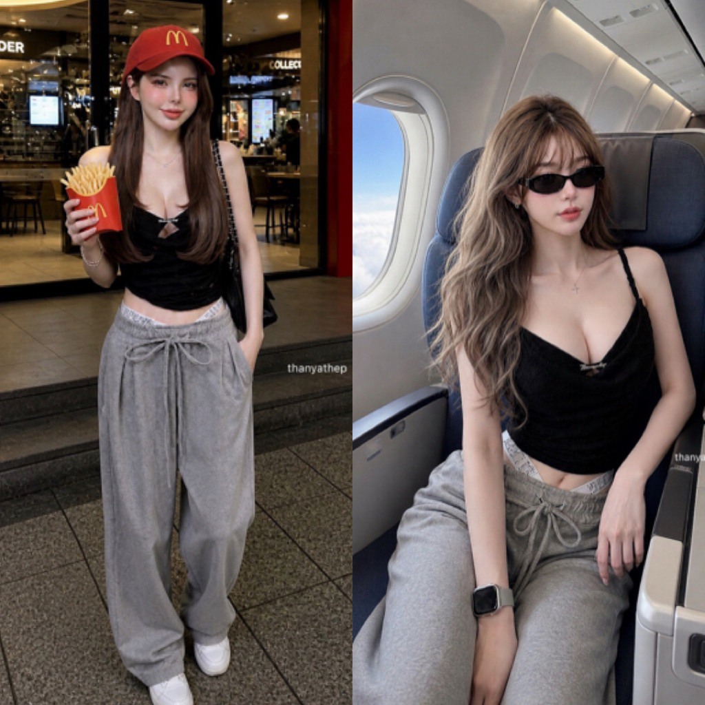 👜คอลใหม่ ที่จริงใจ คอลนี้บอกเลยว่าหรูหราเกินราคามากค่า เซท2ชิ้น เสื้อสายเดี่ยวลูกไม้ แต่งอะไหล่tyt