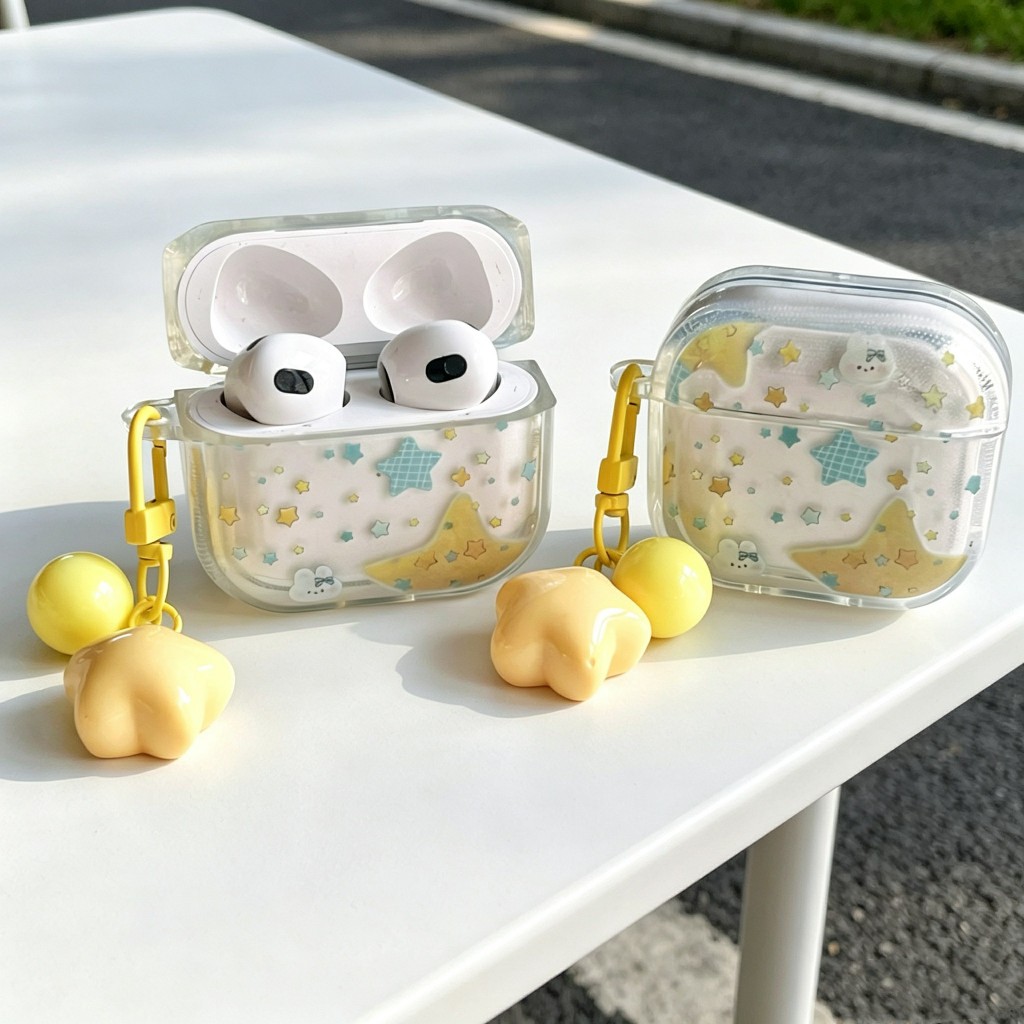 พร้อมส่ง ดาวเหลือง เคสหูฟังAirpods4 เคสใสการ์ตูนนูน Airpods3 เคสหูฟังบลูทูธ gen3 gen2 เคสหูฟังไร้สาย