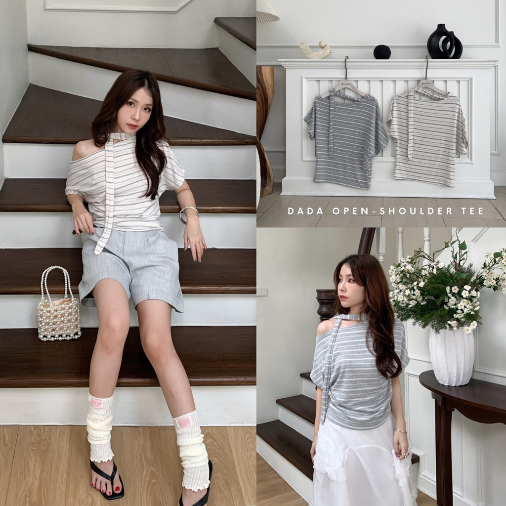 SOMEDRESS | DaDa Open-shoulder Tee เสื้อยืดปาดไหล่ แขนสั้น