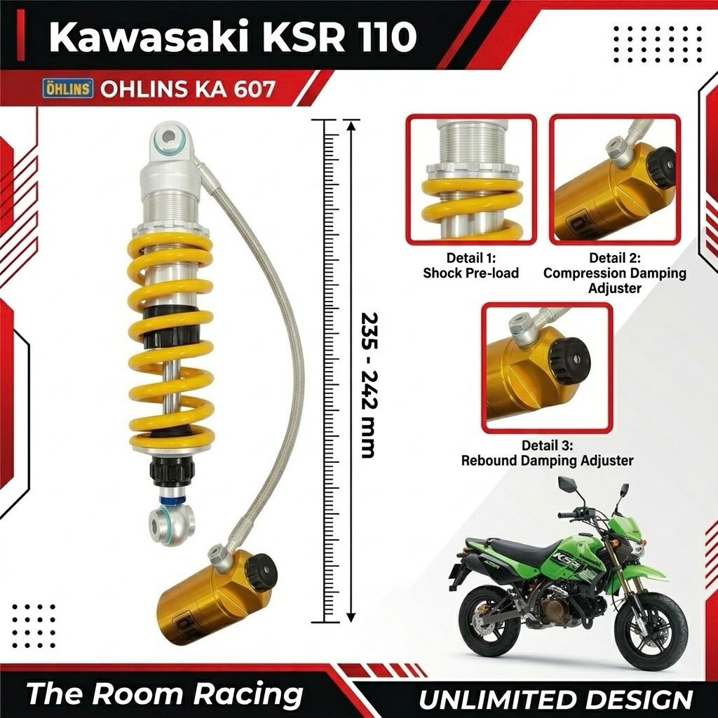 OHLINS KA 607/ KA764 Shock Absorber for KAWASAKI KSR110/KR โช็คโอลิน ซัปแท๊งก์ KSR110/KR