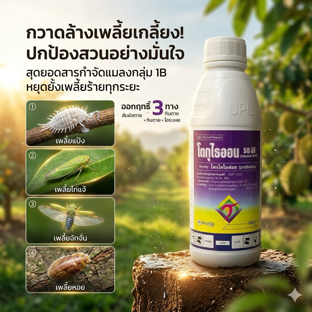 โตกุไธออน (ไพรไธโอฟอส) ขนาด 1000 ซีซี ป้องกันกำจัดเพลี้ยแป้ง เพลี้ยเดื้อยา