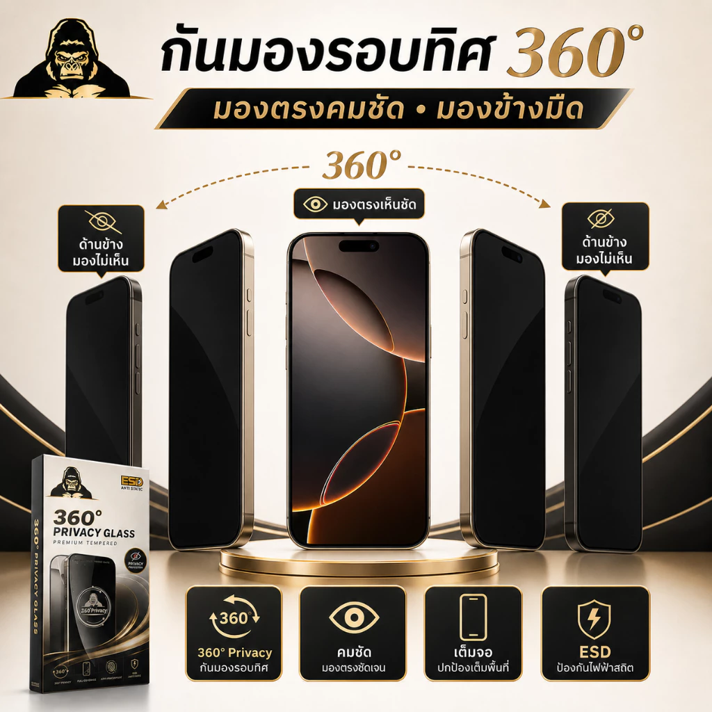 ฟิล์มกระจก กันมอง 360องศา kingkong สำหรับiPhone 17promax 16pro 14promax 15plus 13pro 12promax 12 xr 11 xmax IPXS XR 13 thumbnail 3