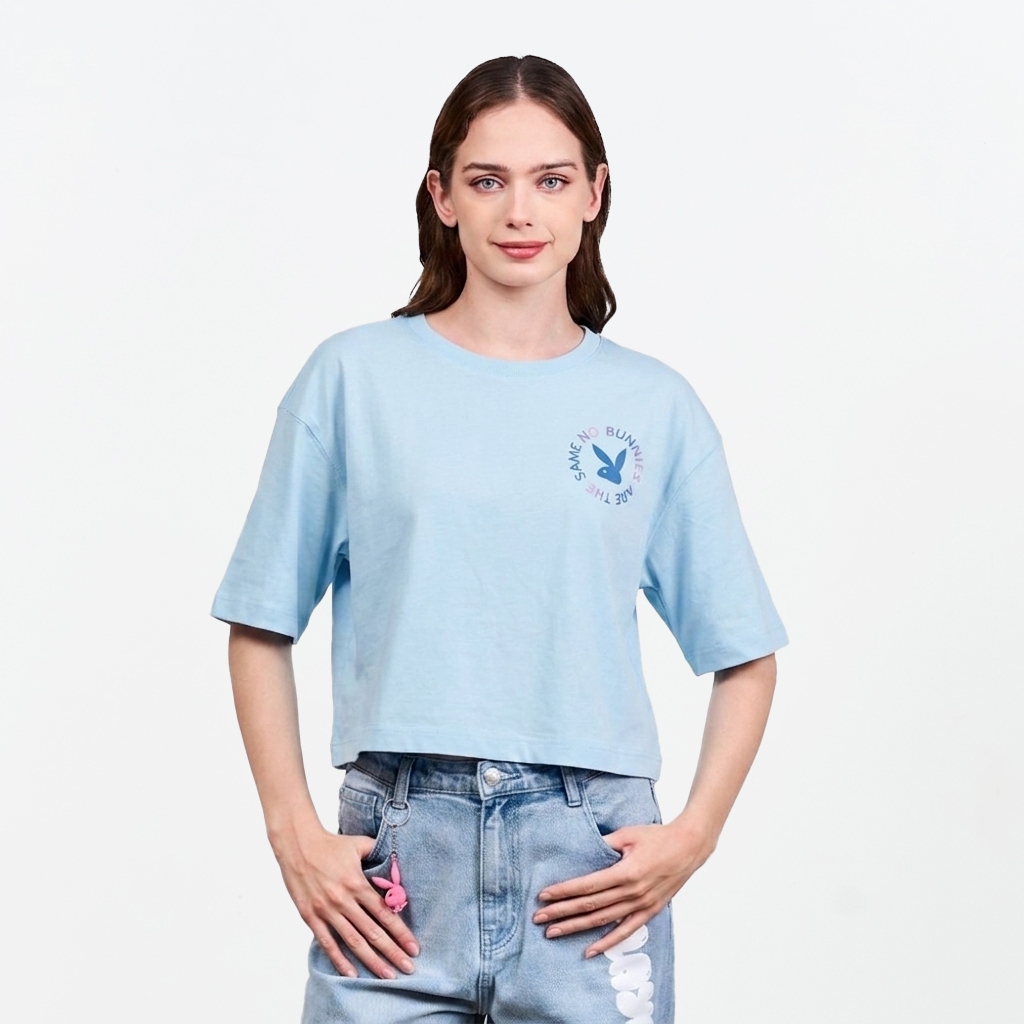 PLAYBOY   เสื้อผ้าผู้หญิง/เสื้อ/เสื้อยืดสีน้ำเงิน รุ่น P1WT265TF017BL