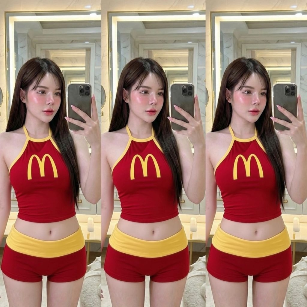 𝐍𝐢𝐜𝐞𝐛𝐥𝐮𝐬.𝐬𝐡𝐨𝐩🫐 (พร้อมส่ง) อก30-36“ เอว22-30”เซ็ต2ชิ้น ถ่ายรูปกับMc ด้วยชุดMc กันเถอะ!!!🍟ตามเทรนหน่อย เอฟไปใส่ถ่ายรูปชิคๆ