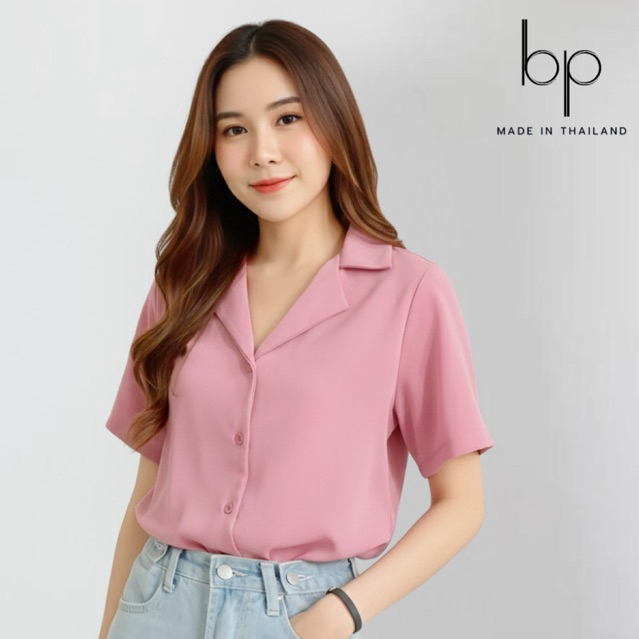 🩷เสื้อเชิ้ตแขนสั้นสีชมพู สไตล์เกาหลี ผ้าไหมอิตาลีใส่สบาย ฝีมือคนไทย Size M-6XL