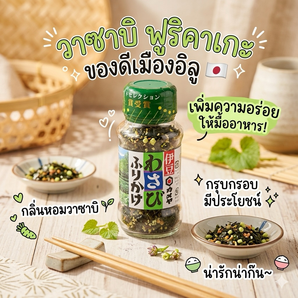 ‼️นำเข้าจากญี่ปุ่น‼️ผงโรยข้าวสาหร่าย รสวาซาบิ โรยบนข้าวเพิ่มความอร่อย
