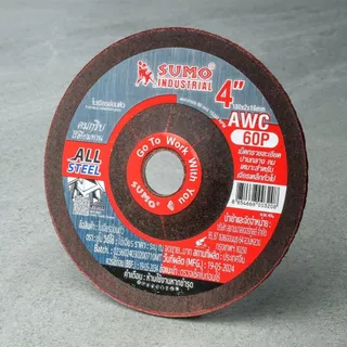 ใบเจียร ใบเจียรเหล็ก ซูโม่ SUMO 4"x2mm AWC60P ใบเจียรบาง สีแดง ***(กล่องละ 25ใบ)***