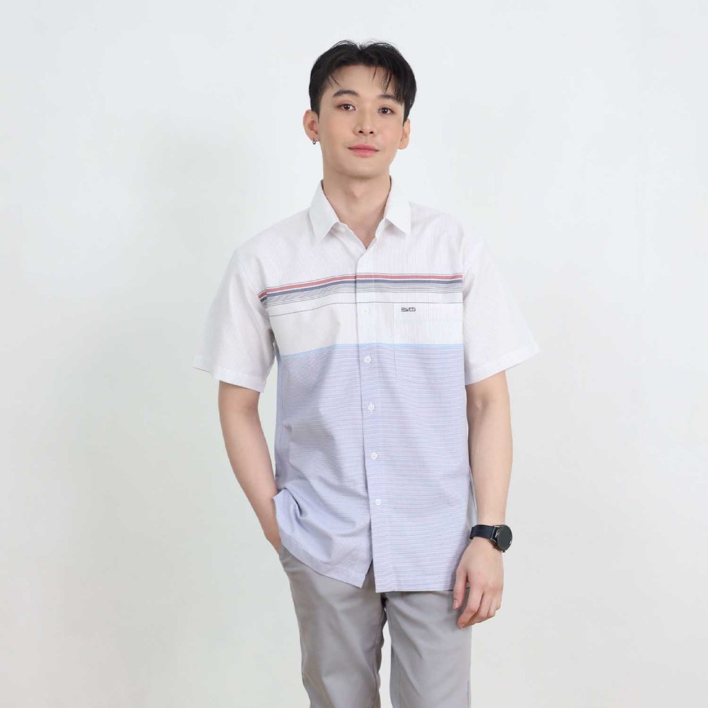 BWLG เสื้อเชิ้ต แขนสั้น ผ้าคอตตอน 100% รุ่น 15072 C01 สวมใส่สบาย