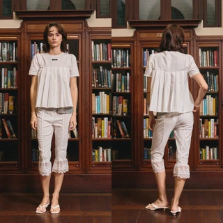 [Trendy30%] CHUUCHOP - (S-4XL) Stormy Blouse เสื้อเบลาส์แต่งจีบรอบตัวผ้า Cotton ผ้านุ่ม ระบายอากาศได้ดี เบสิก(C8573)