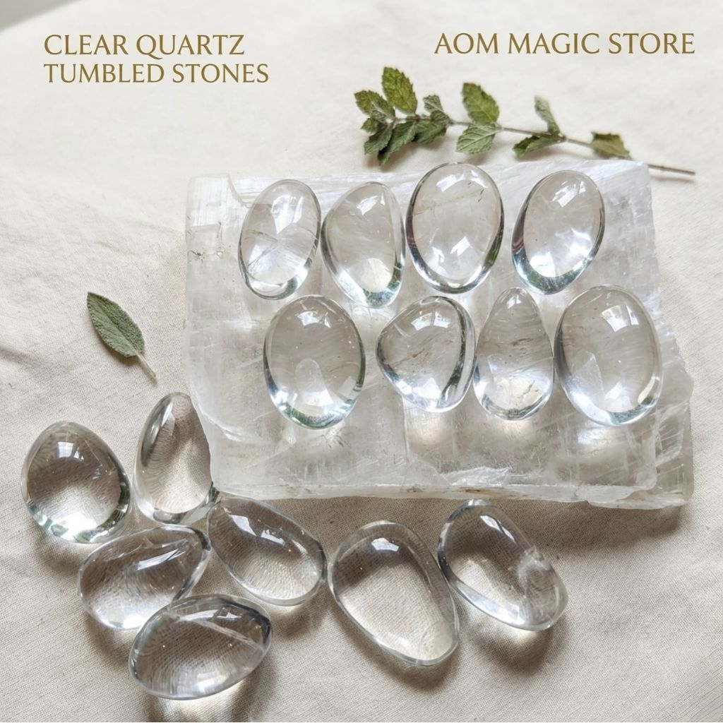 Clear Quartz เคลียร์ควอตซ์ (หินแท้ 100%) เกรดพรีเมี่ยม ใสพิเศษ คัดเกรด (สวยทุกก้อน) ขนาด 3.1-3.8 cm. หินบำบัด พลังบวก