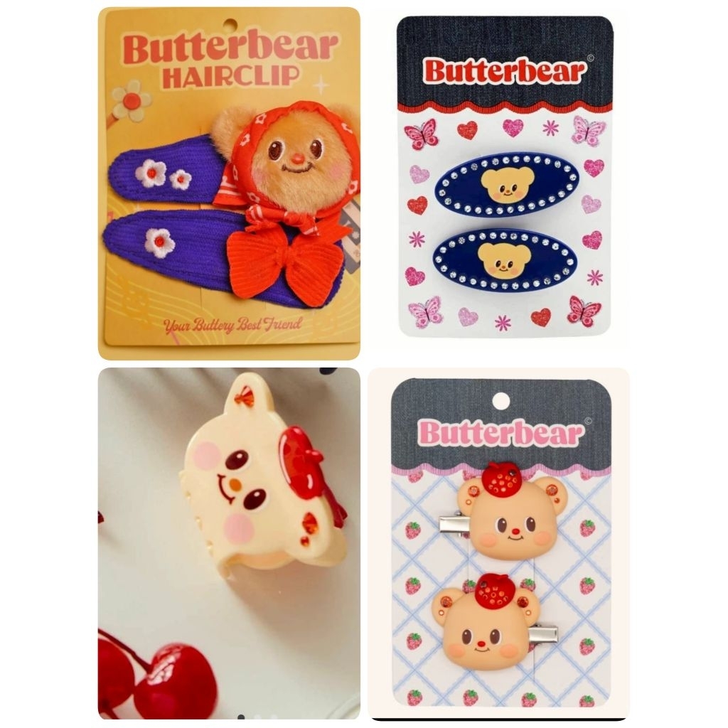 พร้อมส่ง Butterbear กิ๊บหนีบเชอร์รี่​ กิ๊บเดนิมไดมอนด์ กิ๊บน้องเนยผ้าโพก แท้ช็อป100%