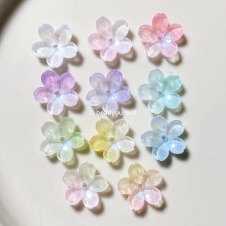 ลูกปัดดอกไม้แก้ว ดอกซากุระ (14มิล) 10ชิ้น ซากุระแก้ว