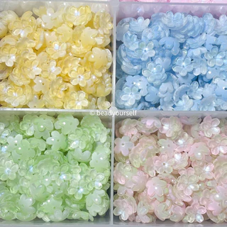 ลูกปัดดอกไม้แก้ว ดอกซากุระ (14มิล) 10ชิ้น ซากุระแก้ว