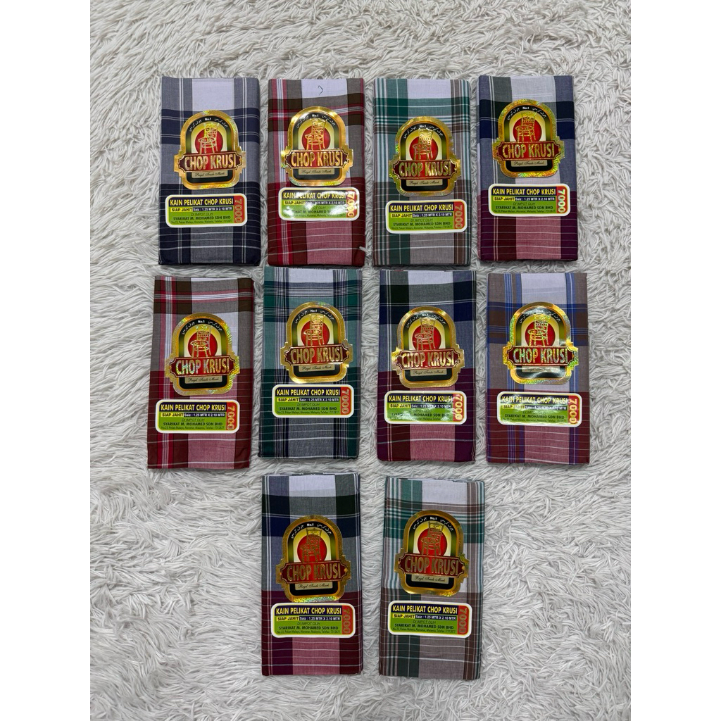ผ้าโสร่งชาย ตราเก้าอี้ (ด้าย7000) ของแท้ No.1 (CHOP KRUSI) ใหม่ล่าสุด..