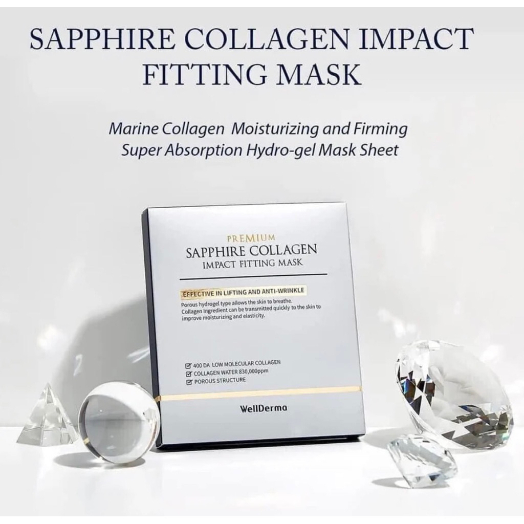 Wellderma Collagen mask ให้ผิวเปล่งประกาย ลเหมองคล้ำ ด้วยคอลลาเจนเข้มข้น 850,000 ppmชุ่มชื้นฟื้นฟูผิ