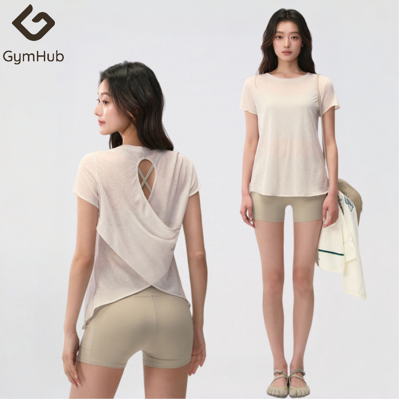 GymHub เสื้อกล้ามผู้หญิง ผ้าคูลแมกซ์ สวมใส่สบาย ระบายอากาศดี เหมาะสำหรับวิ่ง ออกกำลังกาย โยคะ หลังเปิด sexy