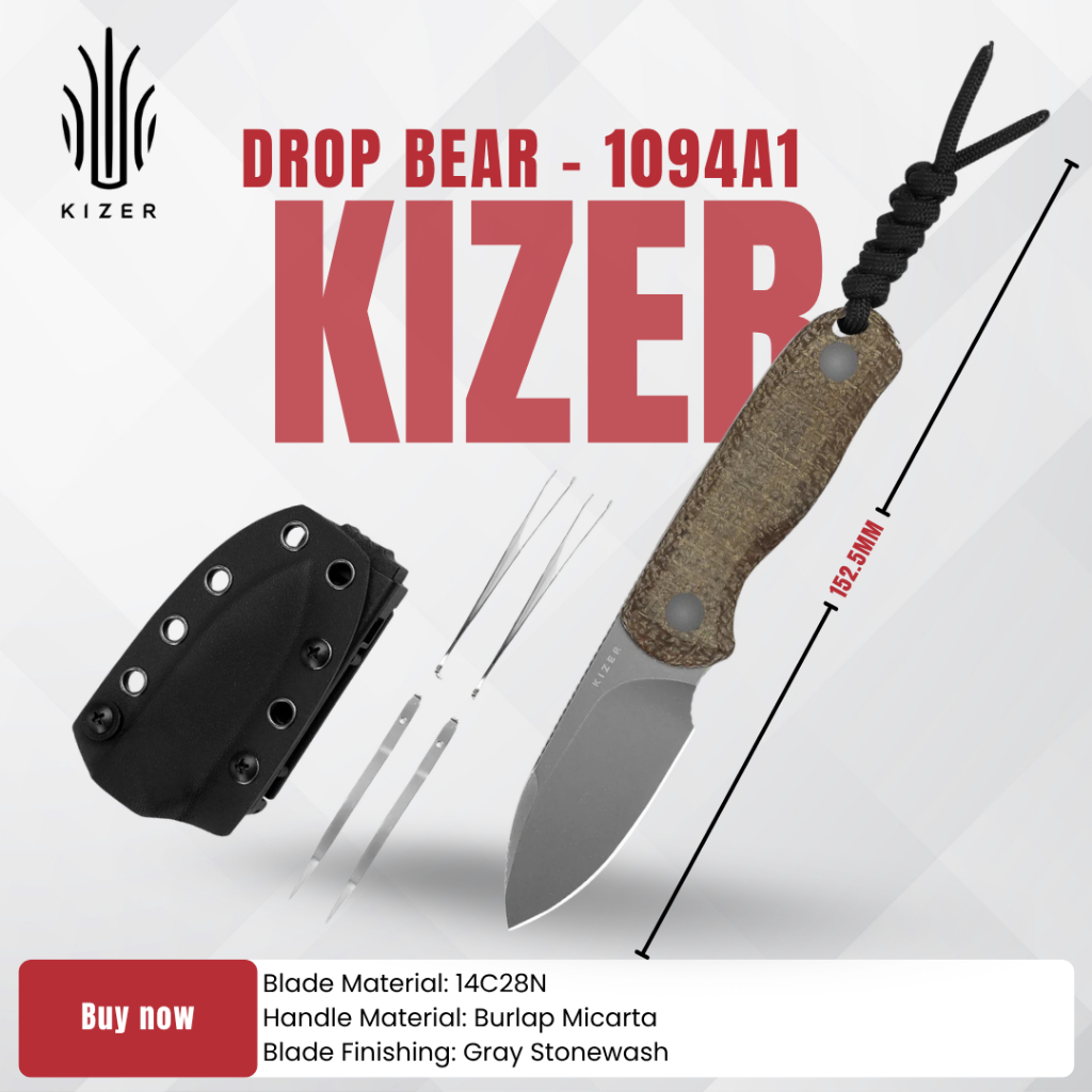 มีดพก Kizer Drop Bear | 14C28N | Burlap Micarta | 1094A1