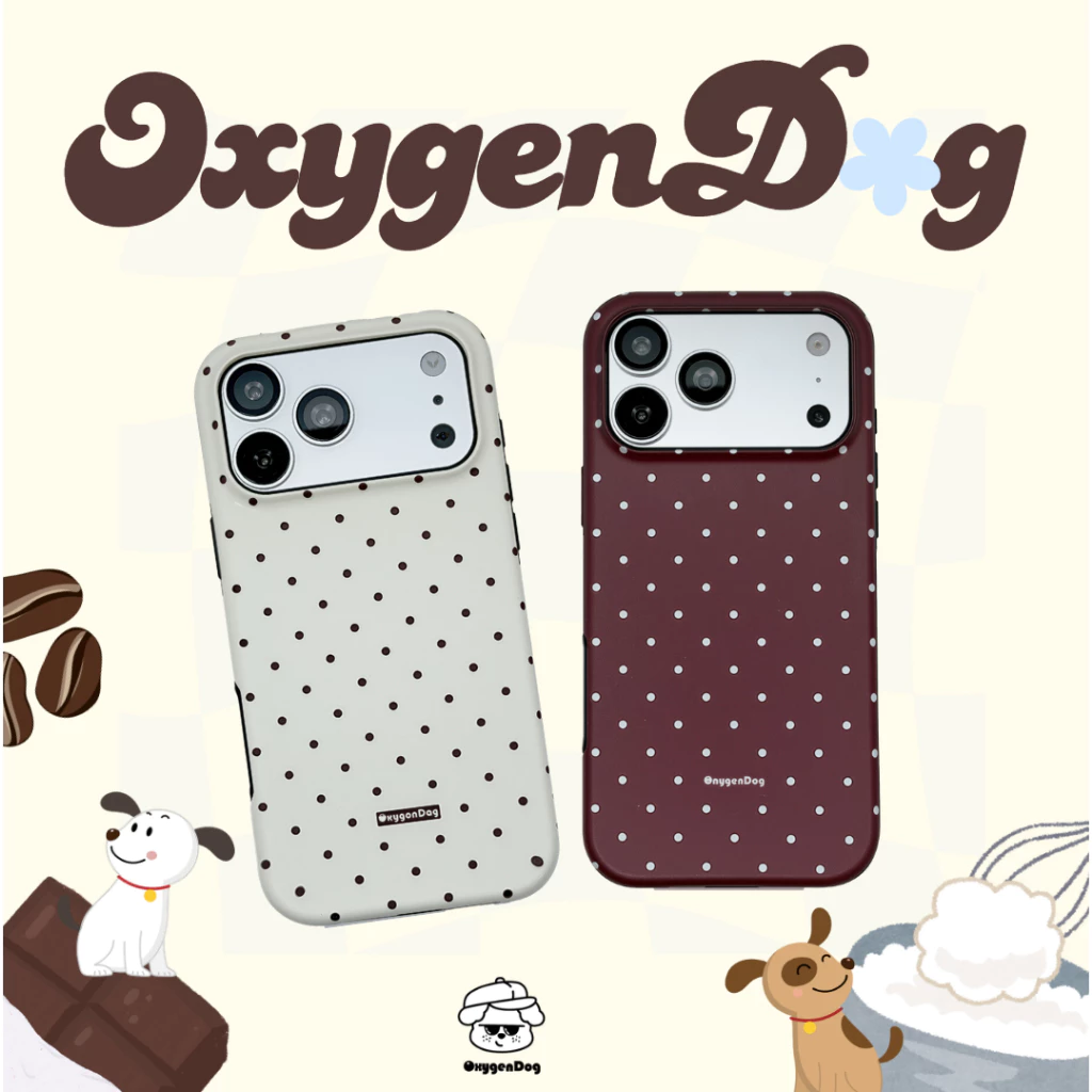Oxygendog case เคสไอโฟน ลาย2 polka dot For iPhone 17ProMax 17Pro 17 16ProMax 16 15 14/13 ชาร์จไร้สาย