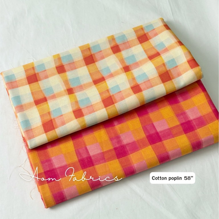 Aom Fabrics🌷ผ้าคอตตอนป๊อปลิน No.1552-1553 ผ้านิ่ม หน้ากว้าง 58 นิ้ว ผ้าเมตรนำเข้า พร้อมส่ง