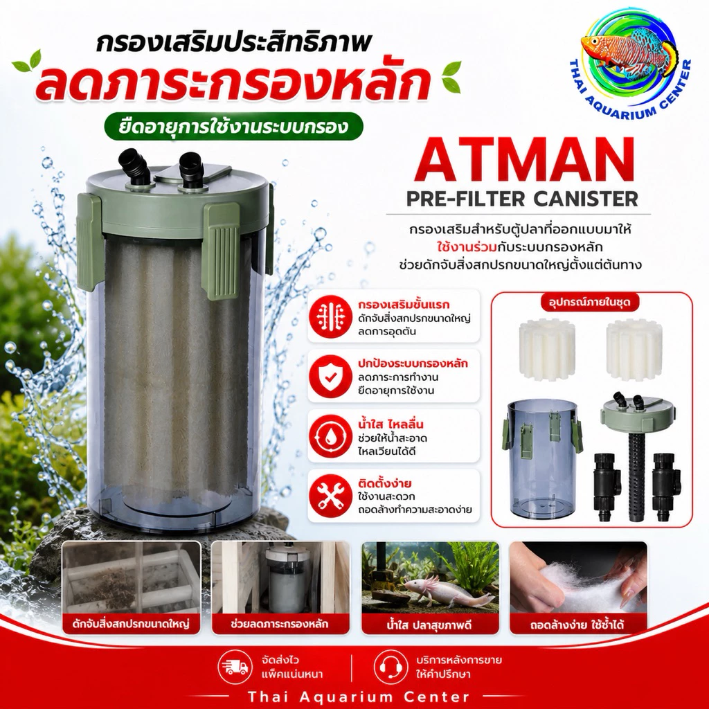 ATMAN Pre-Filter (QM-80) Canister (กรองเสริมภายนอก)
