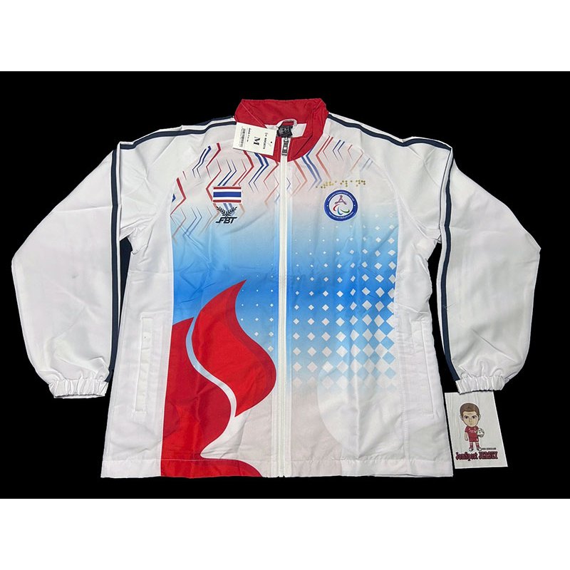 เสื้อเสื้อแจ็คเก็ตเอเชียนพาราเกมส์ 2025 สีขาว-ฟ้า ของแท้100.%.ใหม่.ป้ายห้อย