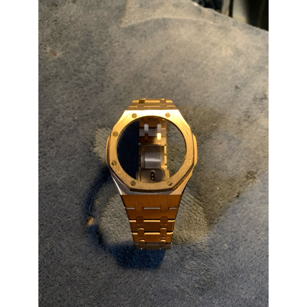 ครบชุดกรอบสาย G shock ga2100 สีโรสโกล์ มือสอง Stainless Steel 100%