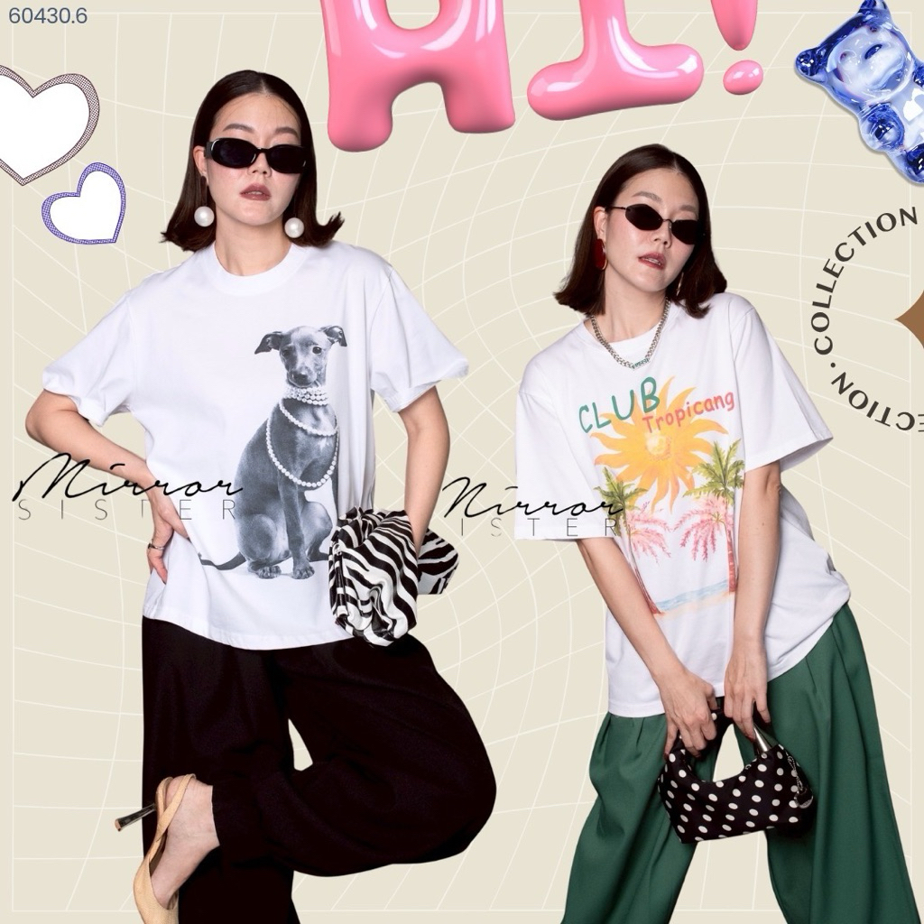 MRS | MIRRORSISTER🔖 60429.3 เสื้อยืดคอกลมทรงสวย เนื้อผ้า Premium Cotton