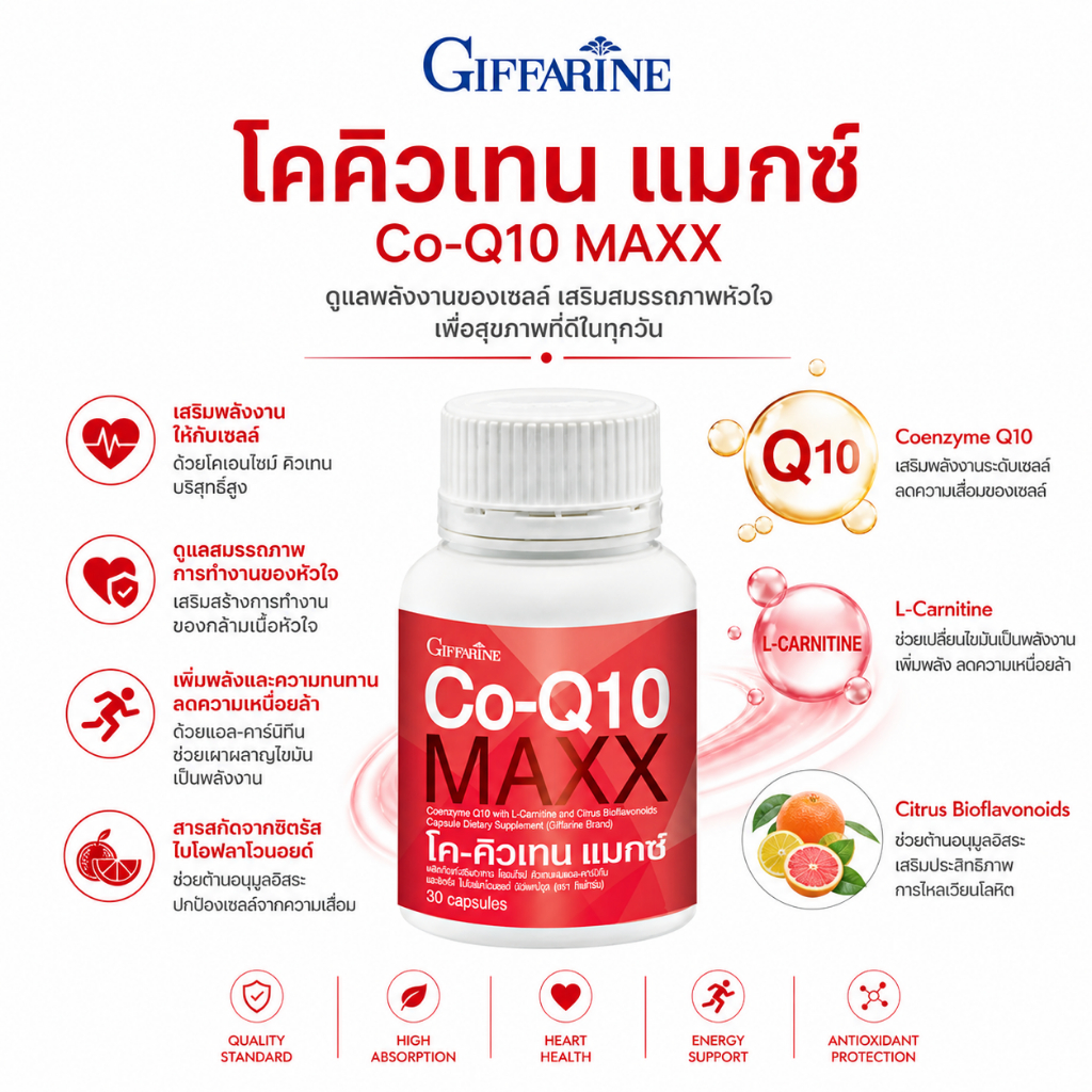 โคเอนไซม์ คิวเทน โคคิวเทน โคคิวเทนแมกซ์ กิฟฟารีน C0-Q10 Maxx Giffarine