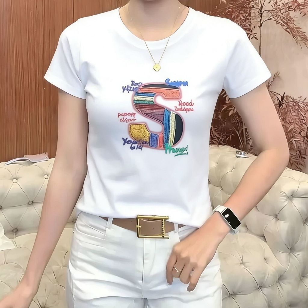 เสื้อยืดผู้หญิงคอกลมแขนสั้น คอลเลกชันฤดูร้อนใหม่ — รูปที่ 7