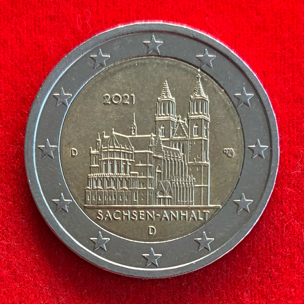 🇩🇪 เหรียญยูโร เยอรมัน Germany 2 euro ปี 2021 Saxony-Anhalt เหรียญที่ระลึก