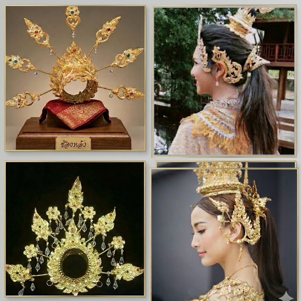 Cat ช้องหลังสวย ๆ สำหรับรวบผม เครื่องประดับชุดไทย